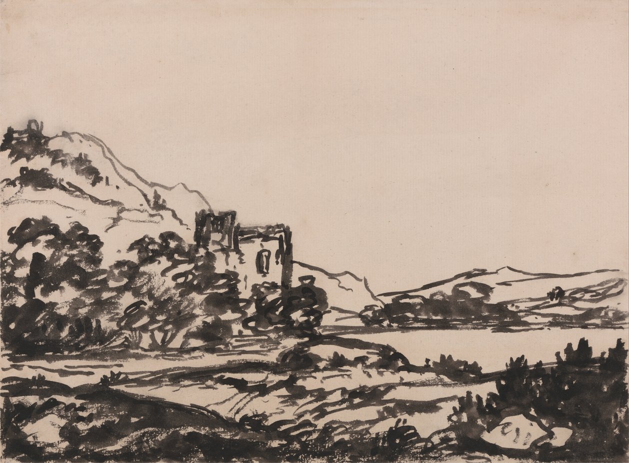 Slott i et landskap av Alexander Cozens