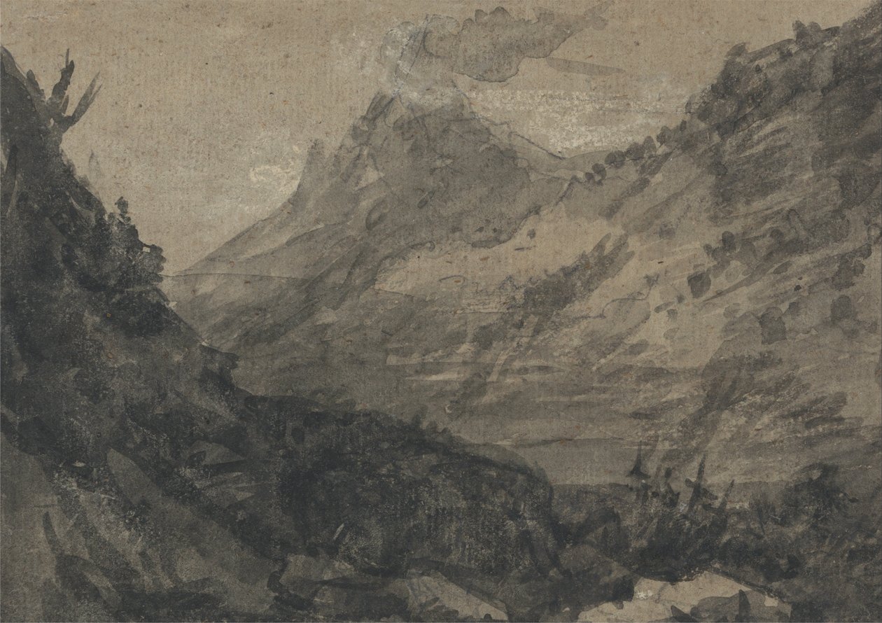 Fjellaktig landskap av Alexander Cozens