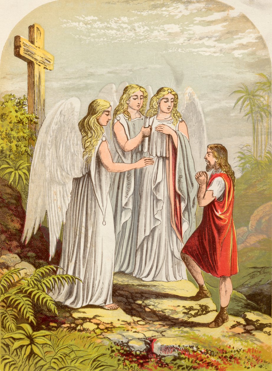 Christian Losing his Burden, fra The Pilgrims Progress av John Bunyan publisert, ca.1880 av Alexander Francis Lydon