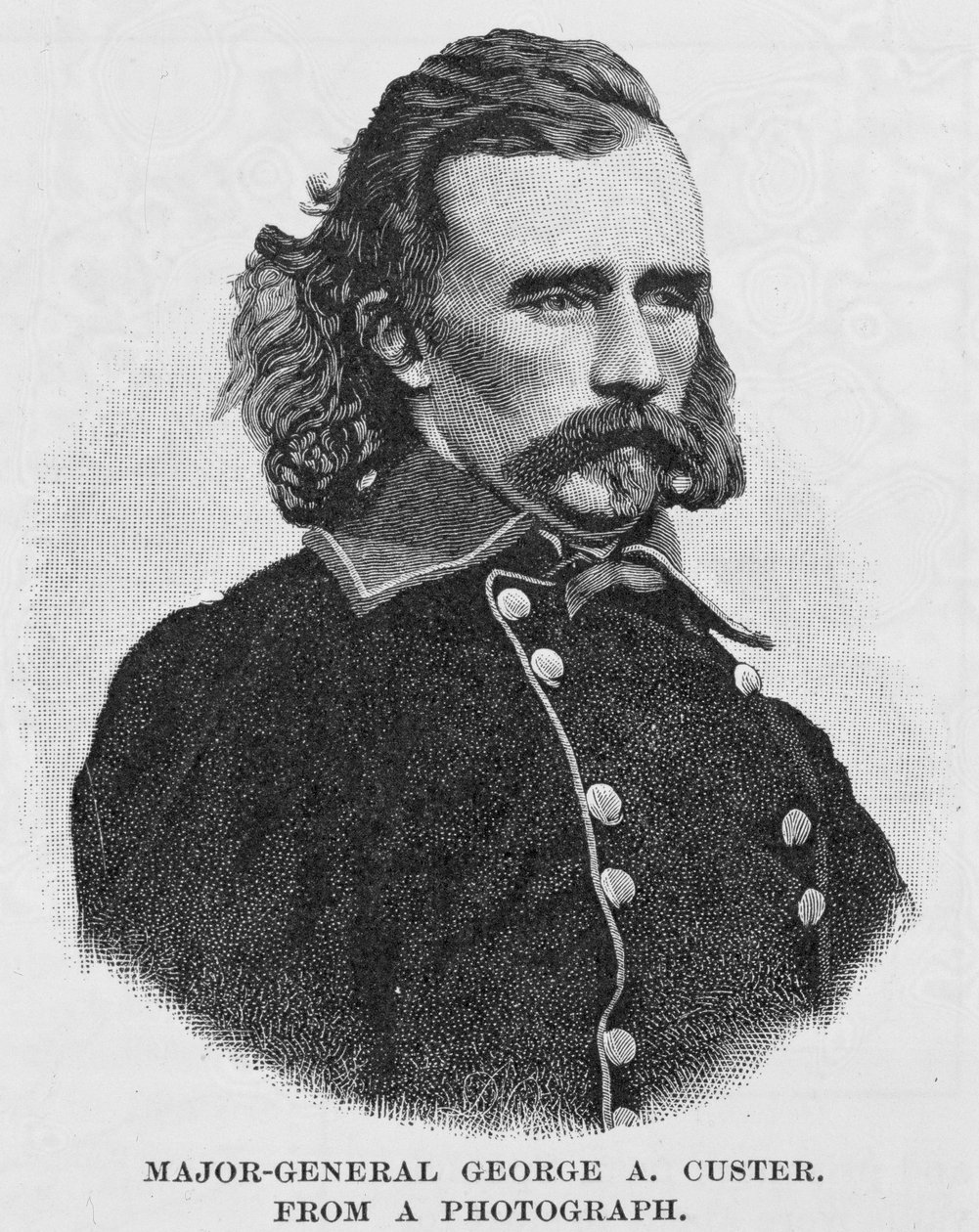 Generalmajor George Armstrong Custer, gravert fra et fotografi, illustrasjon fra 