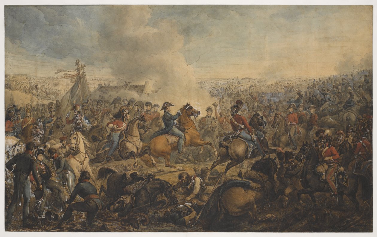 Slaget ved Waterloo, etter ordre om fremrykning av den britiske hæren, 1815, ca. 1815 av Alexander Ivanovich Sauerweid