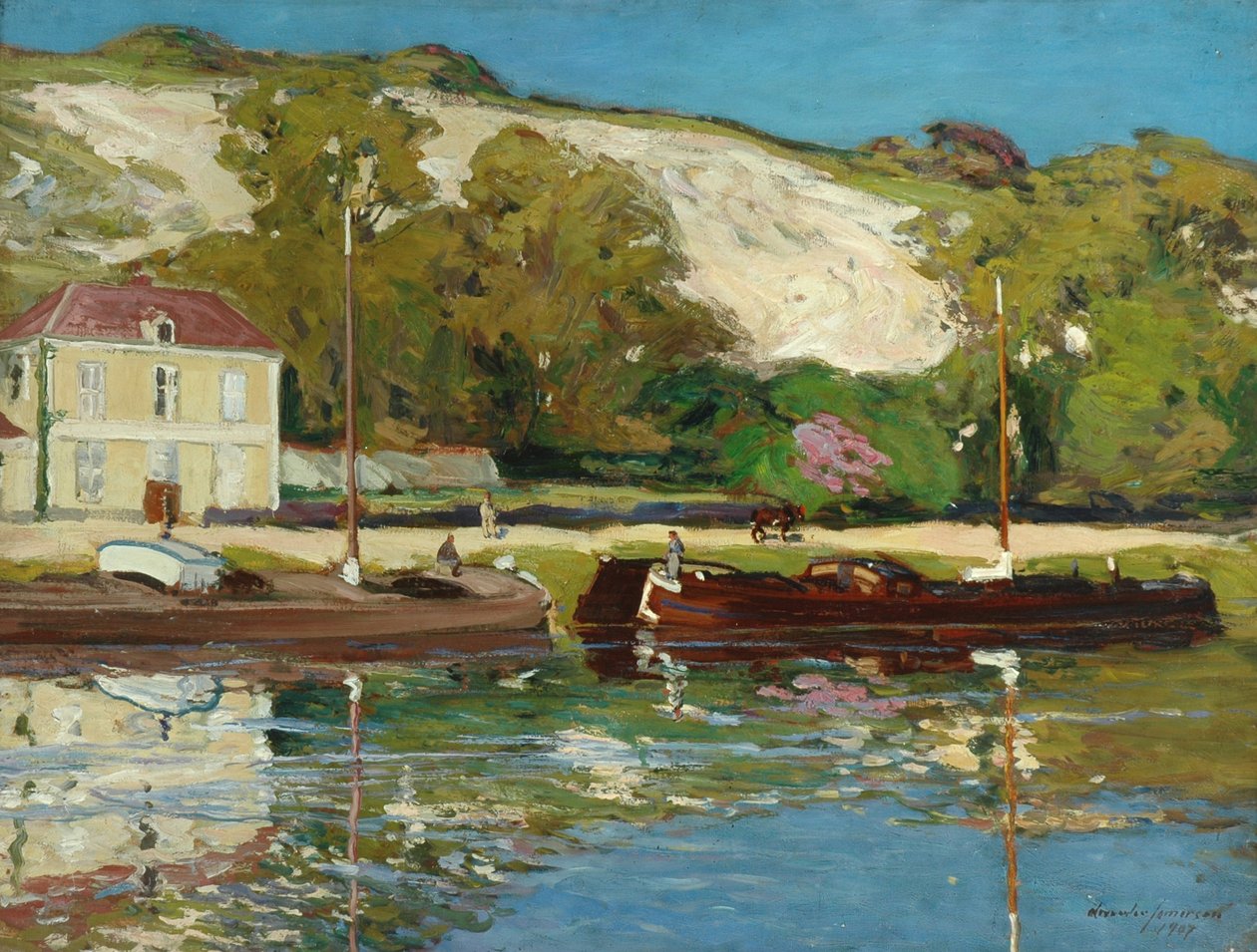 Lektere på Seinen, 1907 av Alexander Jamieson