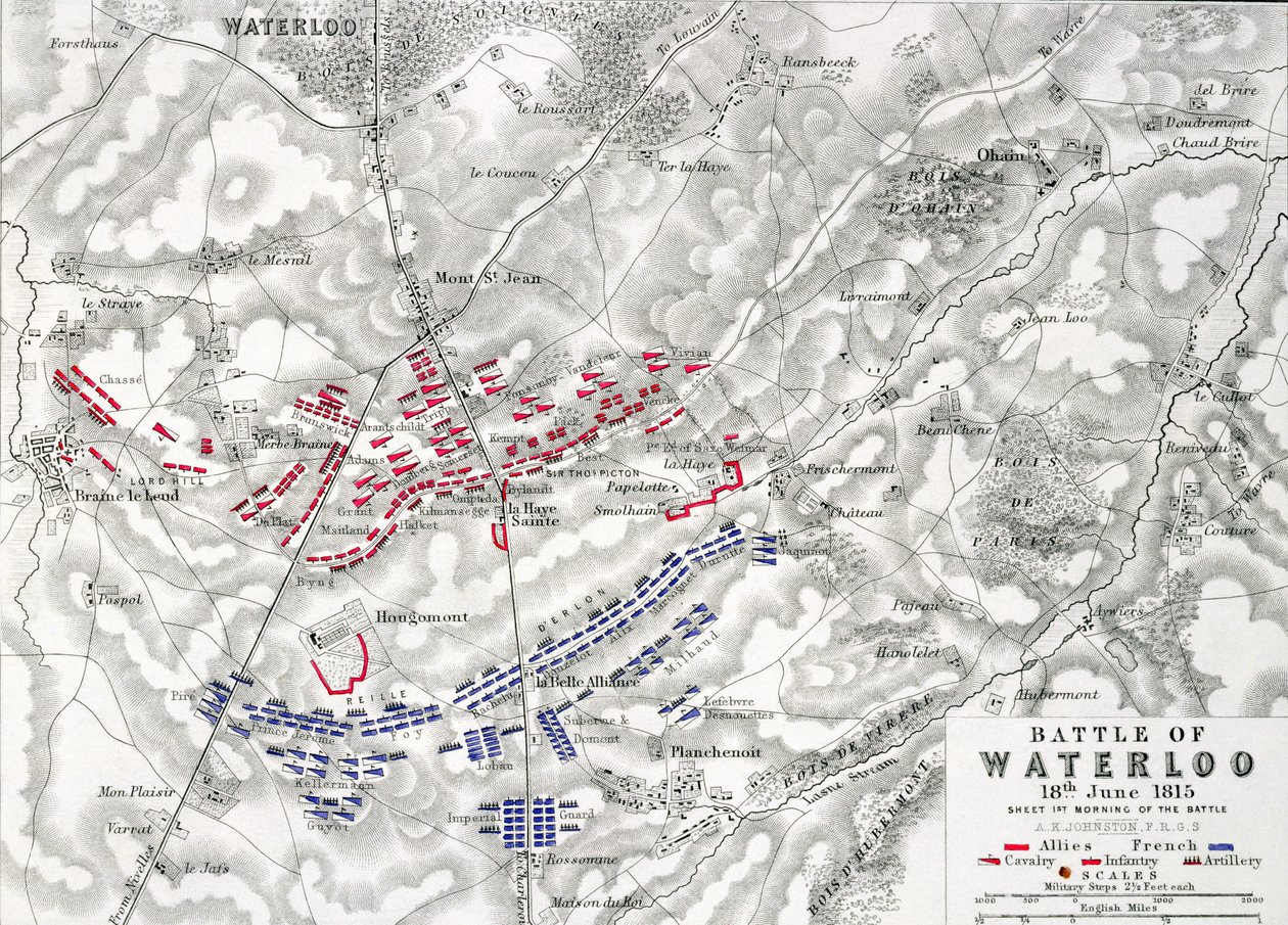 Slaget ved Waterloo, 18. juni 1815, ark 1 (se også 193243) av Alexander Keith Johnston