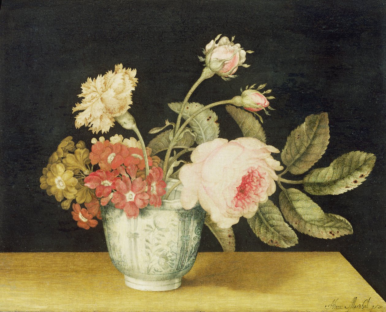 Blomster i en Delft-krukke av Alexander Marshal