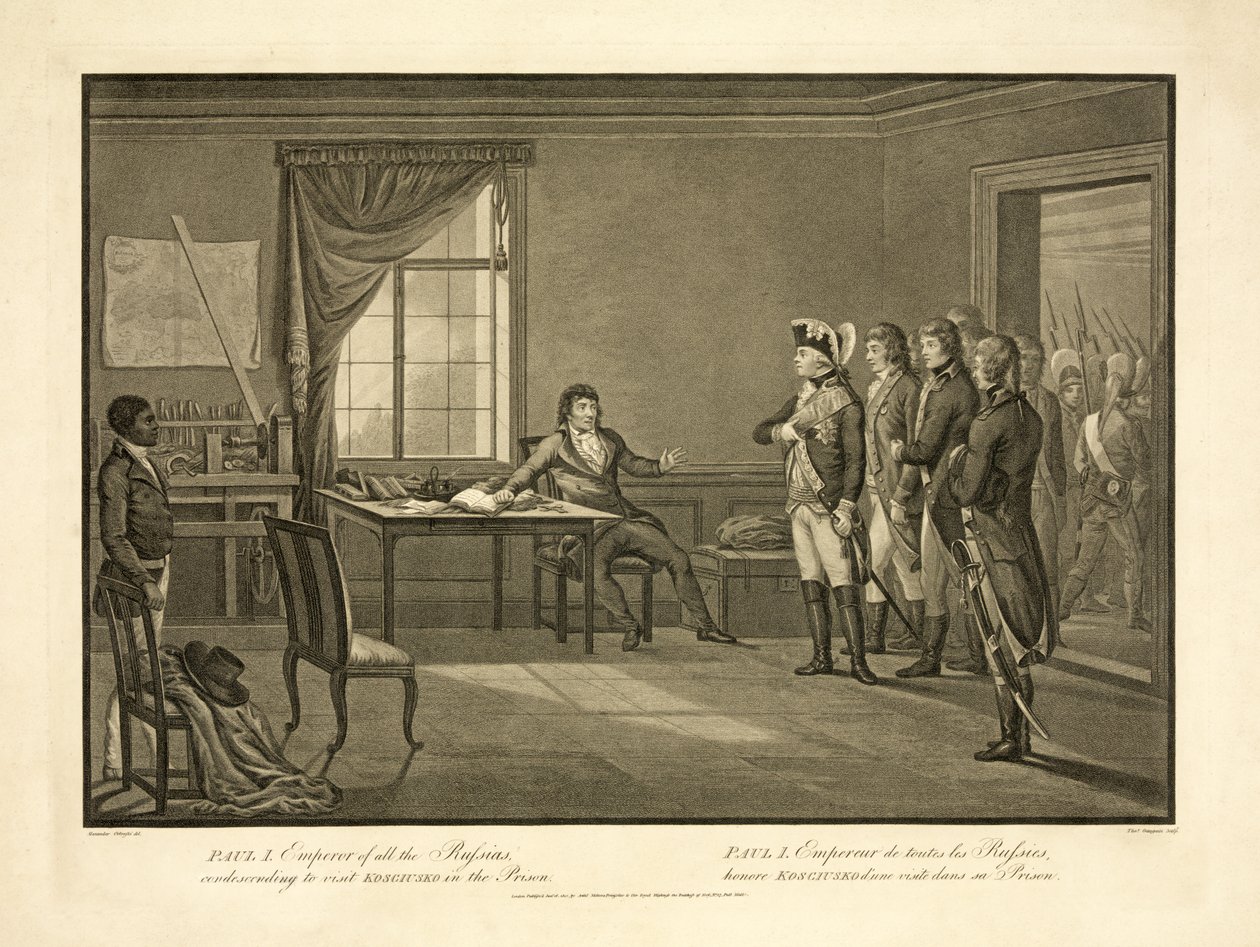 Paul I, keiser av alle russerne, nedlatende å besøke Ko?ciusko i fengselet, puben. 1801 av Alexander Ortowski