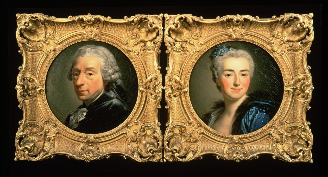 Portretter av Francois Boucher (1703-70) og hans kone Marie-Jeanne Buseau av Alexander Roslin
