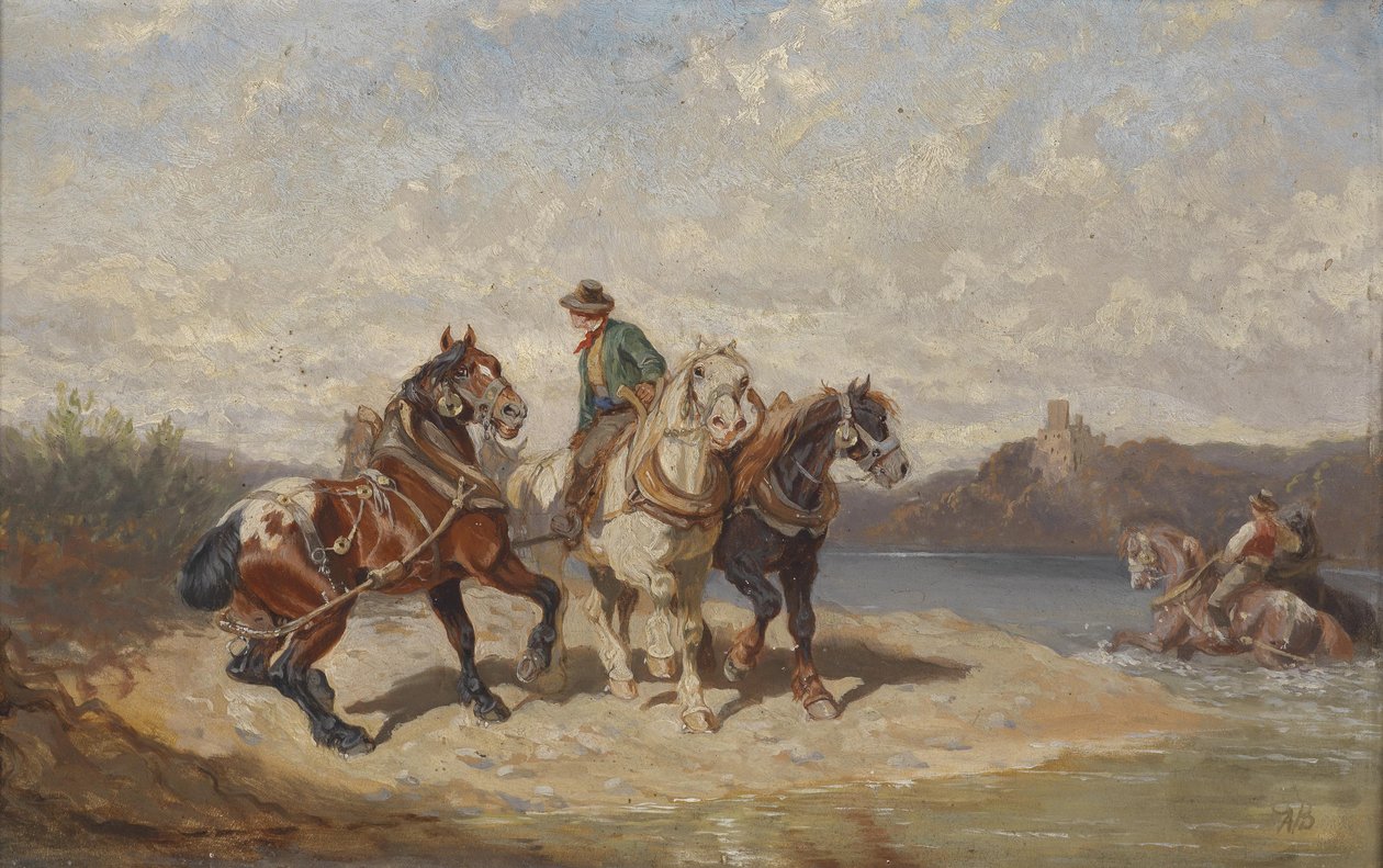 Treidelhester på Donau av Alexander von Bensa