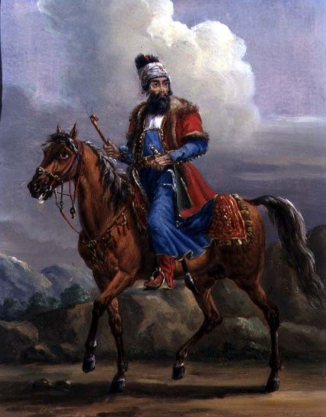En orientalsk kriger (olje på metall) av Alexander Orlowski