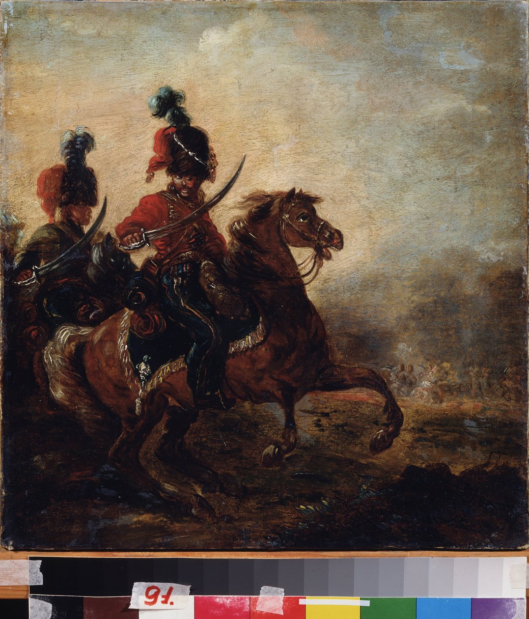 Ryttere. (Regiment av husarer). Maleri av Alexander Osipovich Orlowski (1777-1832), olje på lerret av Alexander Orlowski