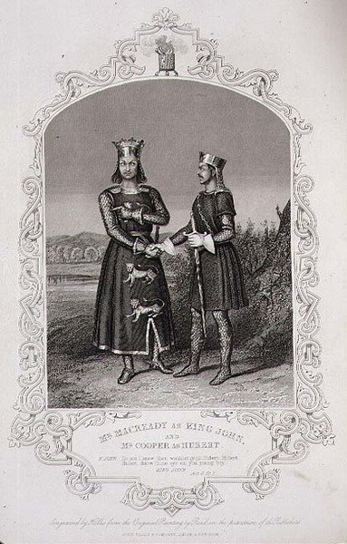 Mr Macready som King John og Mr Cooper som Hubert, akt III scene 3 av 