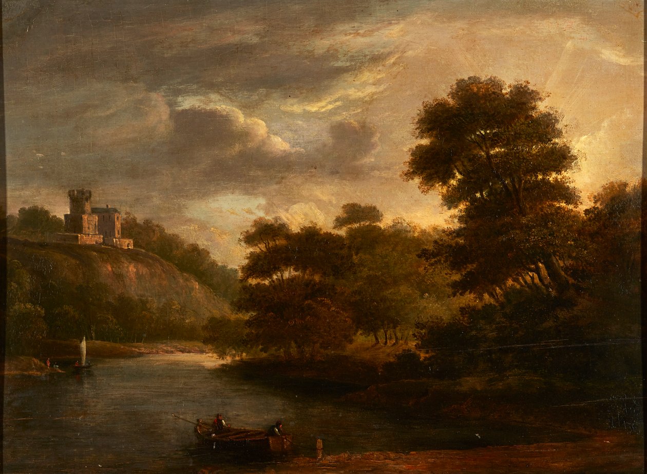 Elvelandskap (olje på panel) av Alexander (follower of) Nasmyth