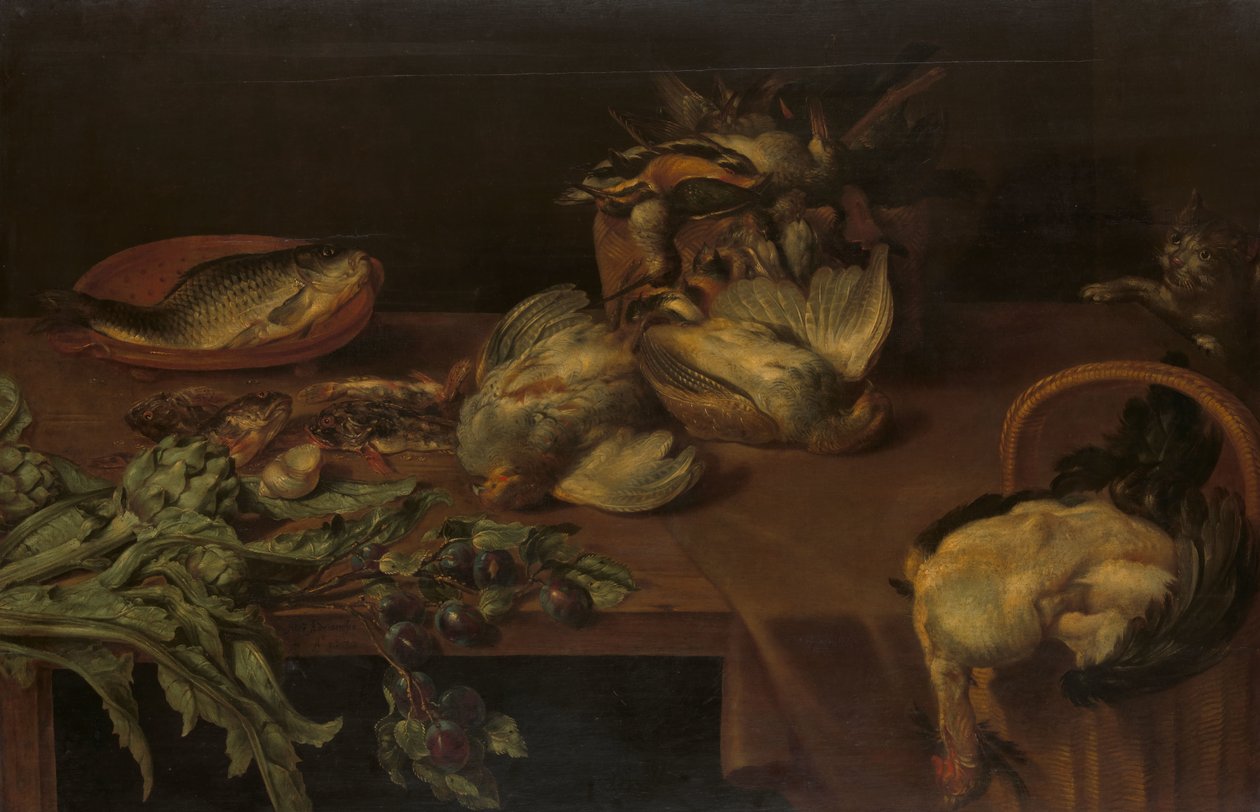 Stilleben med vill fugl av Alexander Adriaenssen