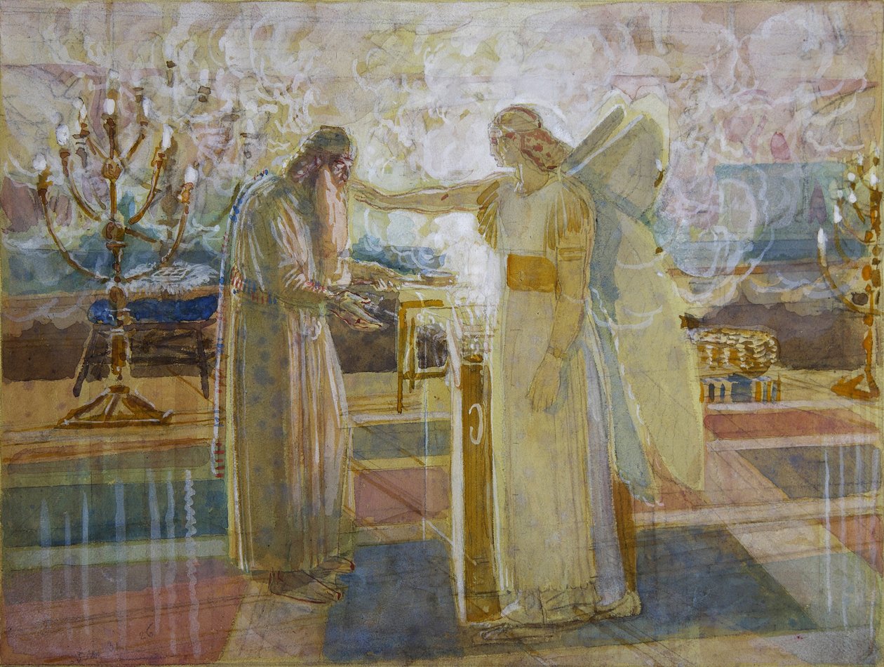 Erkeengelen Gabriel slo Zacharias stum, slutten av 1840-årene av Alexander Andreyevich Ivanov