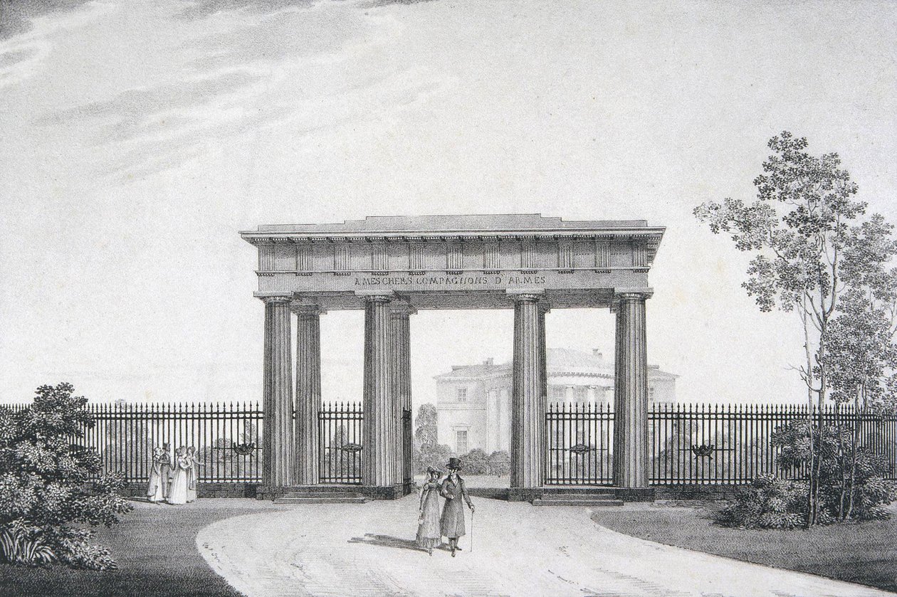 To-my-Dear-Comrades-in-Arms-porten i Catherine Park ved Tsarskoye Selo, 1822 av Alexander Andreyevich Thon