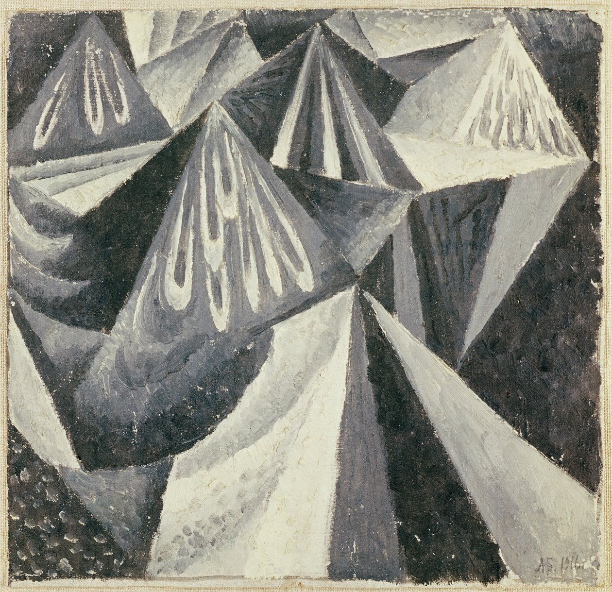 Cubo-futuristisk komposisjon i grått og hvitt, 1916 av Alexander Bogomazov