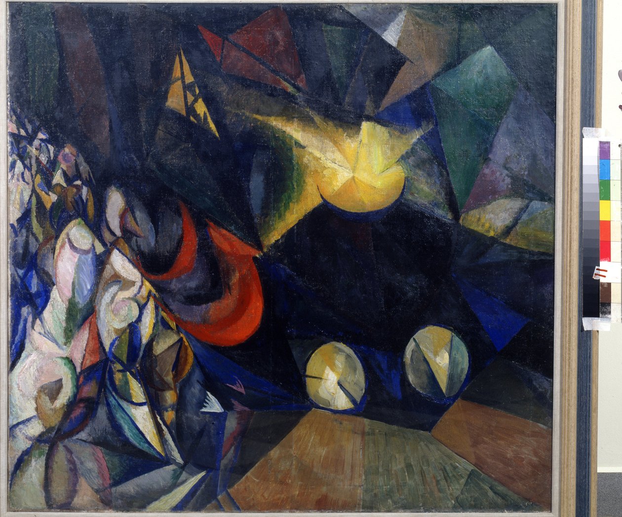 Dampmaskin. Maleri av Alexander Konstantinovich Bogomazov (1880-1930). Olje på lerret av Alexander Bogomazov