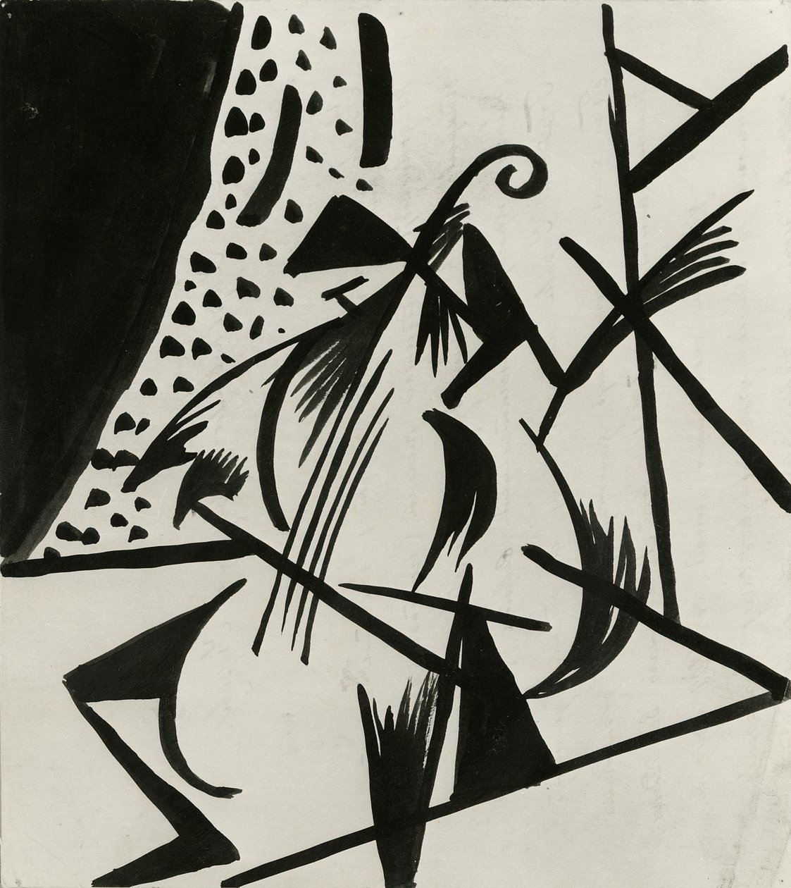Musiker, ca. 1914-15 (penn og indisk blekk på papir) av Alexander Bogomazov