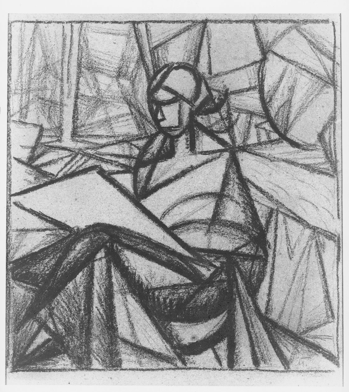 Kvinne, 1914-15 (kull på papir) av Alexander Bogomazov