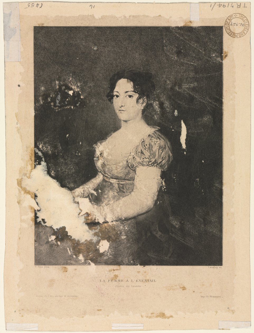 Kvinnen med en fan, etter Goya (verso) av Alexander Claude Louis Lavalley