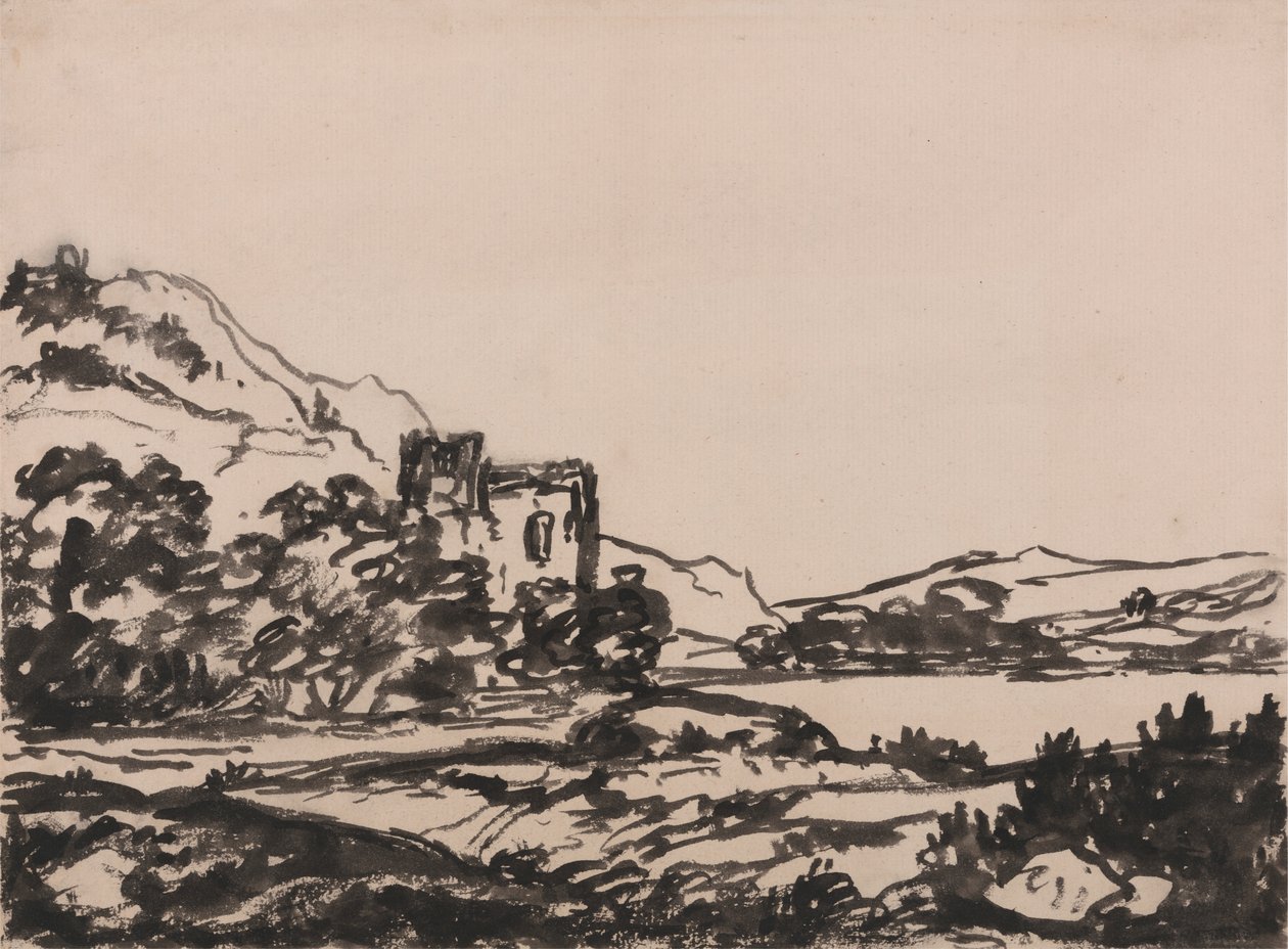 Slott i et landskap av Alexander Cozens