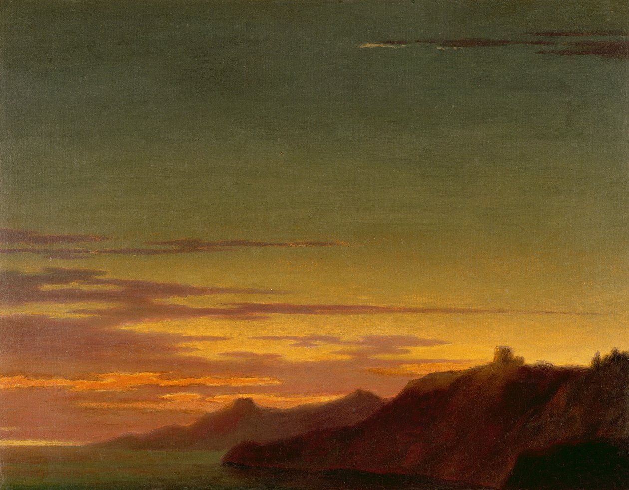 Dagens slutt: Sunset on the Coast, ca. 1768-75 (olje over grafitt på lagt papir) av Alexander Cozens