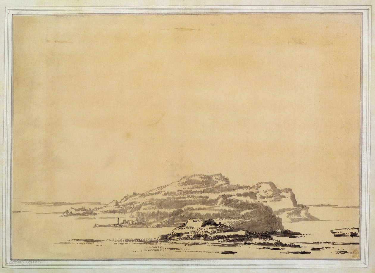 Fantastisk landskap, 1780-85 (vask med blyant på papir) av Alexander Cozens