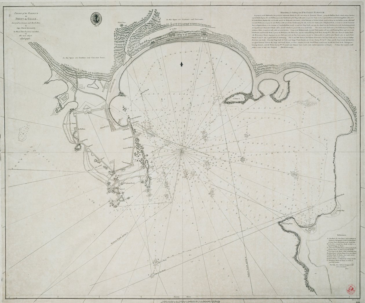 Kart over havnen i Point de Galle. Oppmålt i januar og mars 1800 av kaptein David Inverarity. Til hvem denne platen er skrevet, av hans mest takknemlige A. Dalrymple. av Alexander Dalrymple