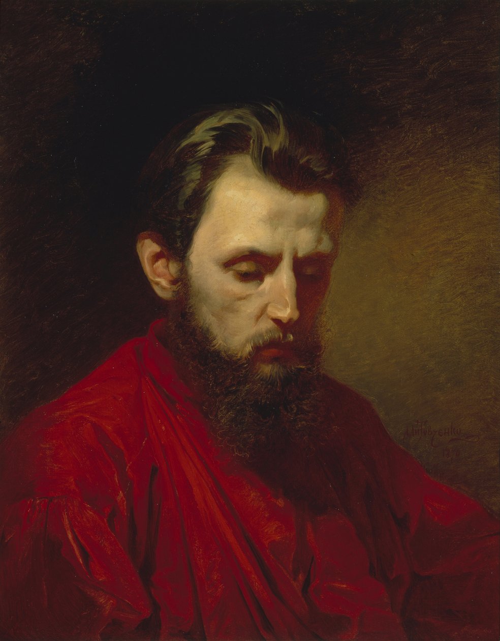 Portrett av maleren Vyacheslav Grigorievich Schwartz 1838-1869, 1870 av Alexander Dmitrievich Litovchenko