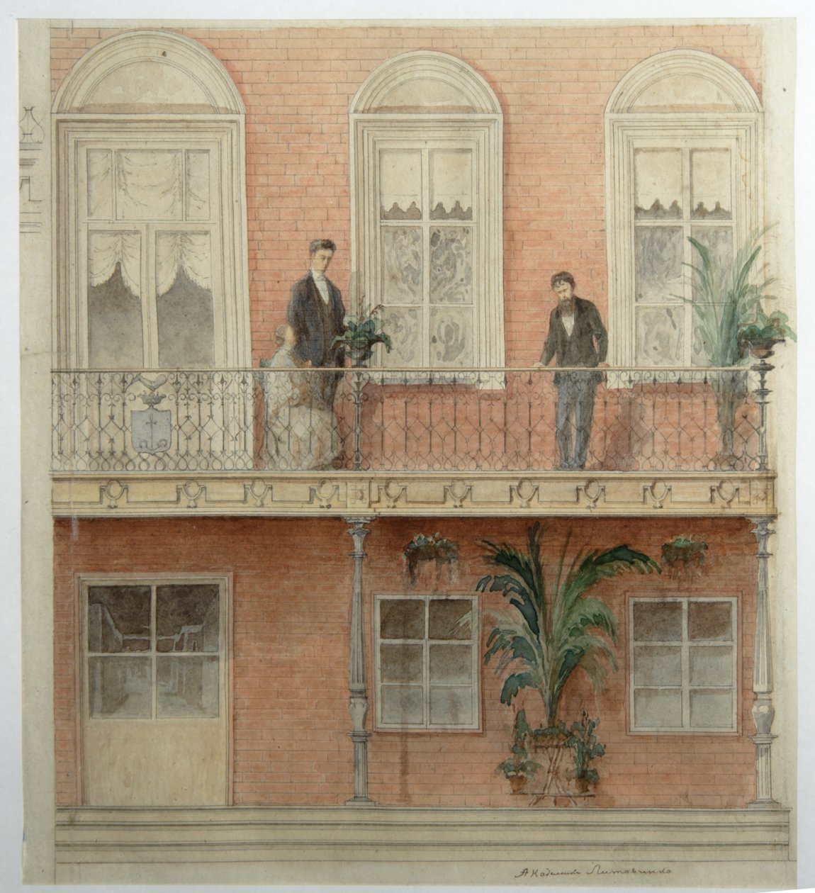 Balkongprosjektet for Schwarz Family House i Estate Bely Kolodets, 1875 av Alexander Dmitrievich Litovchenko