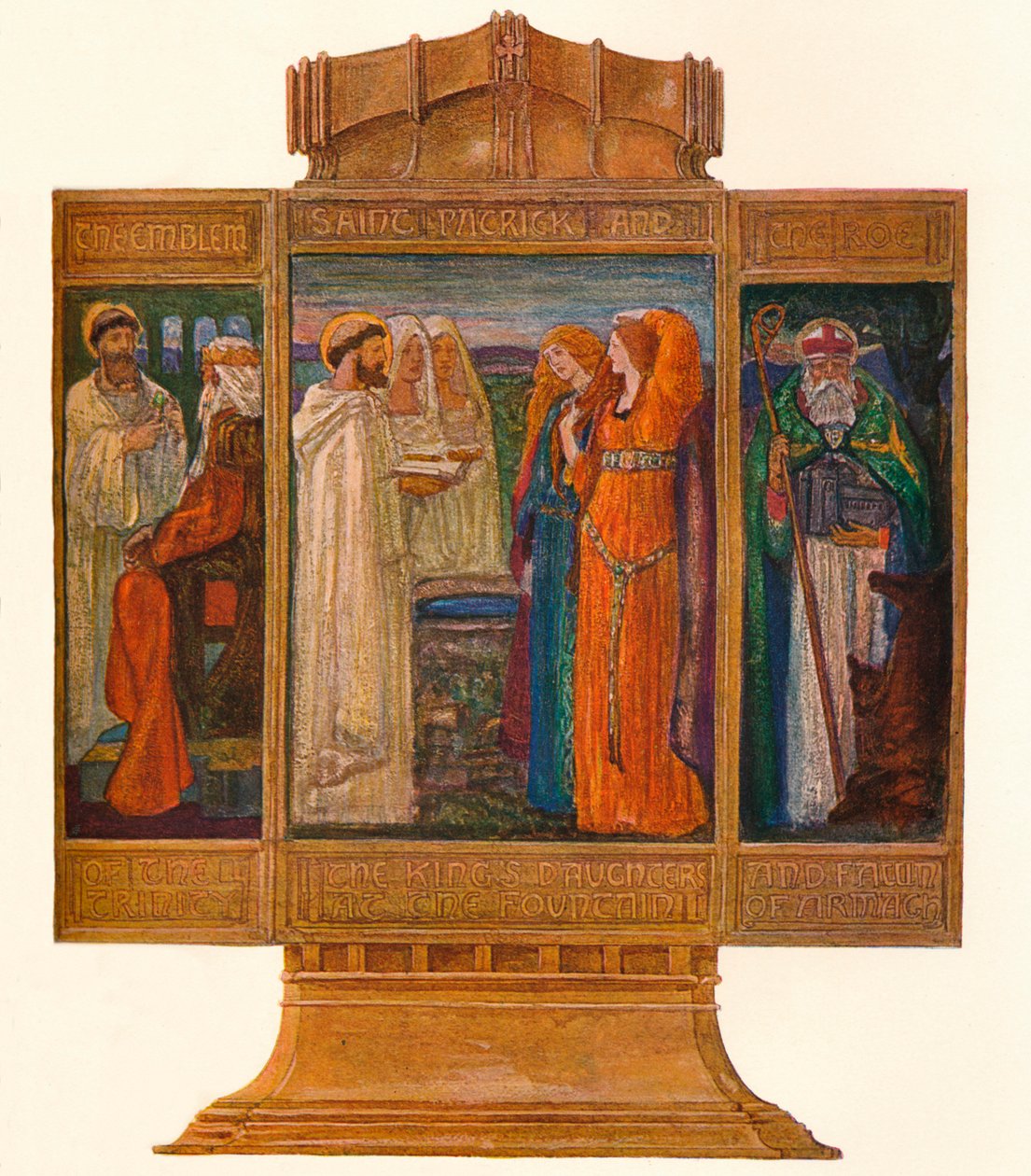 Triptych in Painted Emaljer: Scener fra St. Patricks liv, 1903 av Alexander Fisher