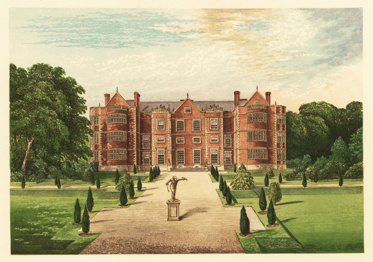 Burton-Agnes Hall, Yorkshire, England. 1880 (gravering) av Alexander Francis (after) Lydon