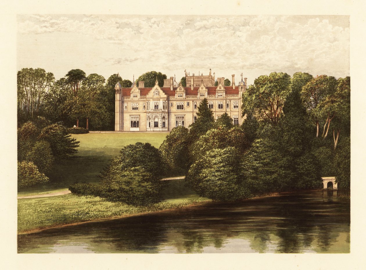 Keele Hall, Staffordshire, England., 1880 (gravering) av Alexander Francis (after) Lydon