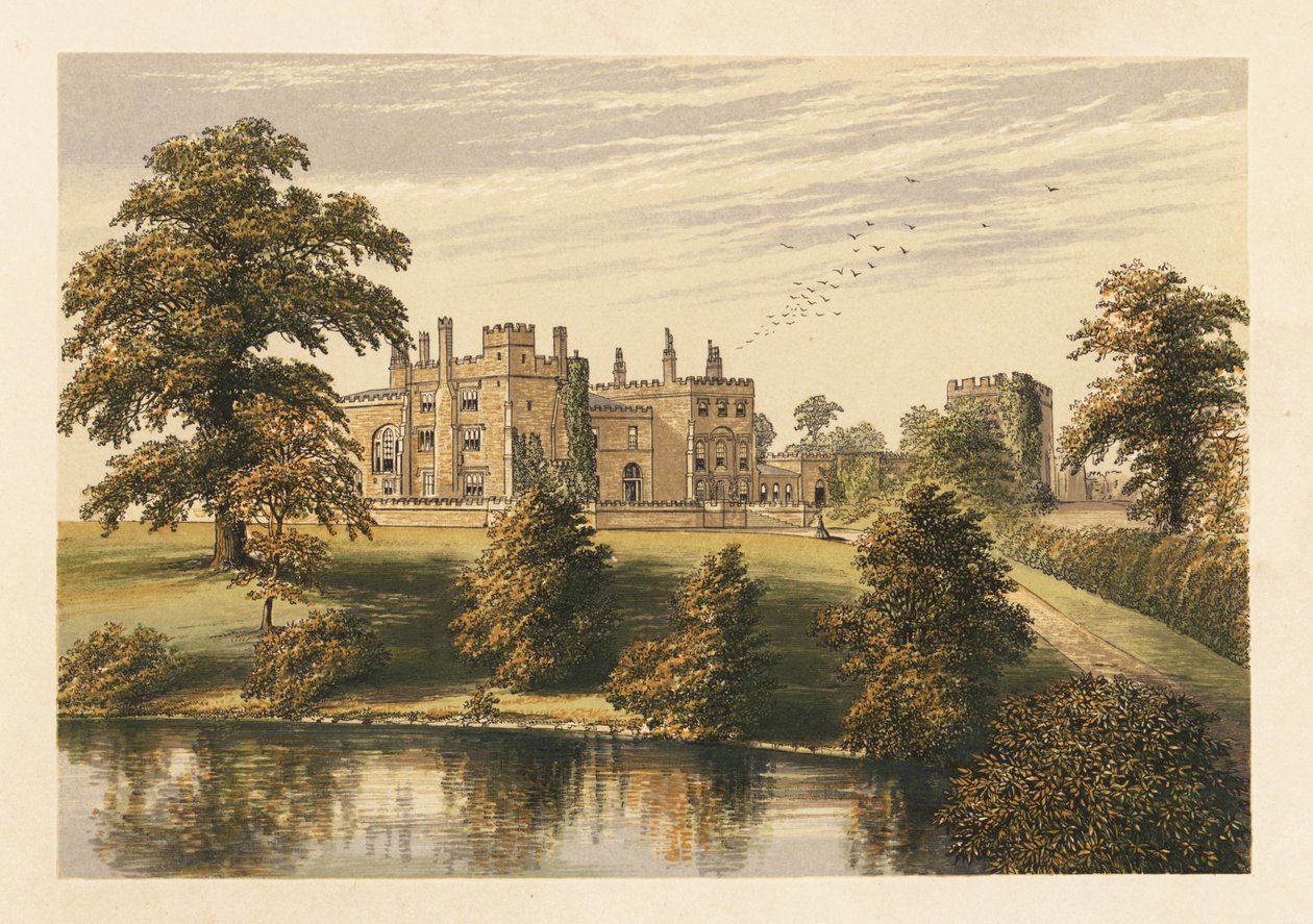 Ripley Castle, Yorkshire, England. ,1880 (gravering) av Alexander Francis (after) Lydon