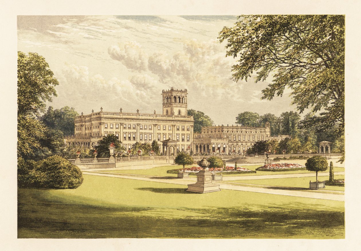 Trentham Hall, Staffordshire, England. ,1880 (gravering) av Alexander Francis (after) Lydon