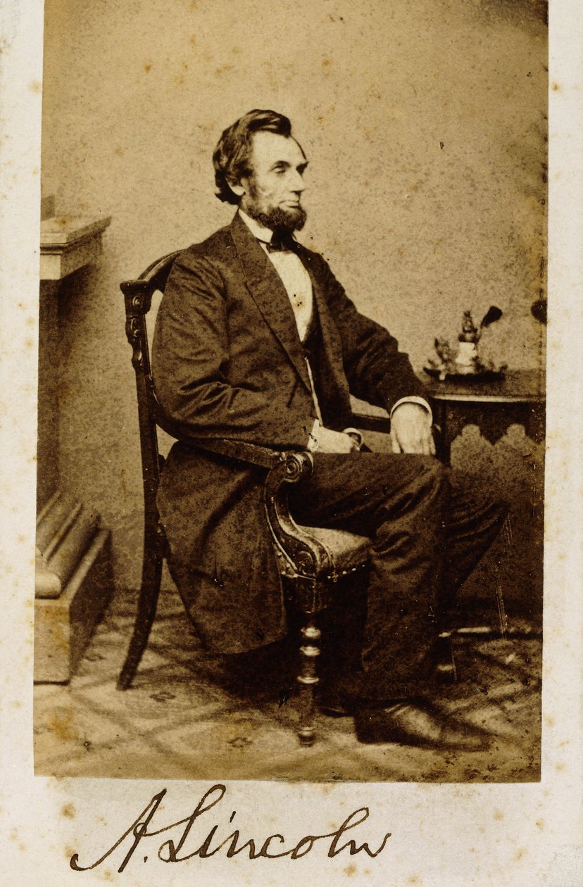 Et signert carte-de-visite-fotografi av Abraham Lincoln, 1861 av Alexander Gardner