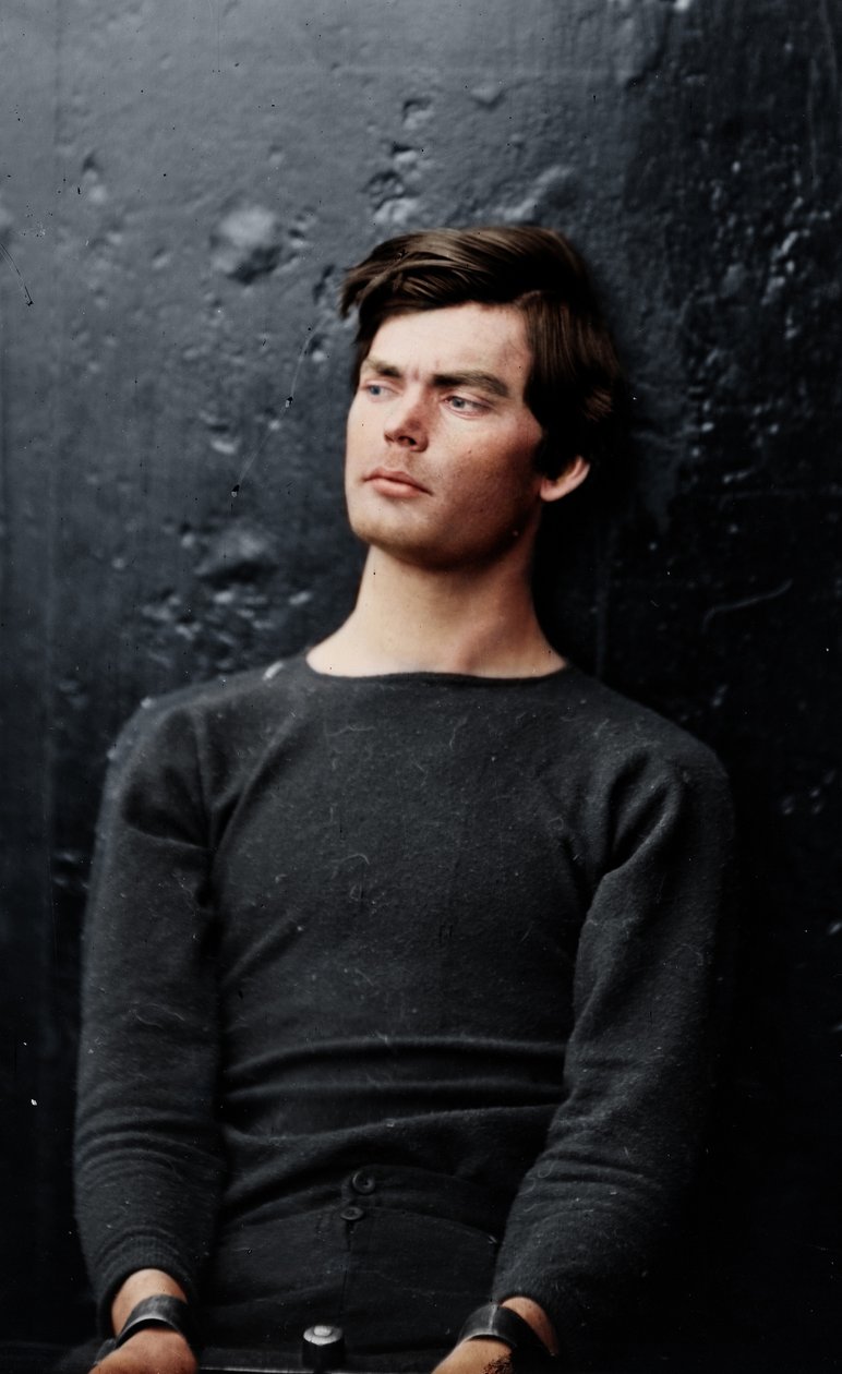 Lewis Powell i håndleddsjern ombord på USS Saugus, 1865 av Alexander Gardner