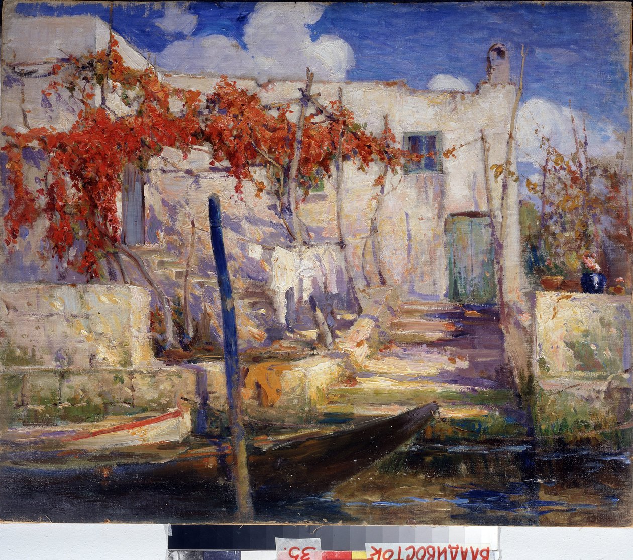 Landsbygda. I Sør. (Landskap. I Sør). Maleri av Alexander Fyodorovich Gaush (1873-1947), olje på lerret, russisk kunst, tidlig på 1900-tallet. Primorsk State Art Gallery, Vladivostok (Russland). av Alexander Gaush