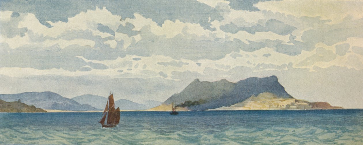 Gibraltar fra Vesten, ca 1880 1905. av Alexander Henry Hallam Murray