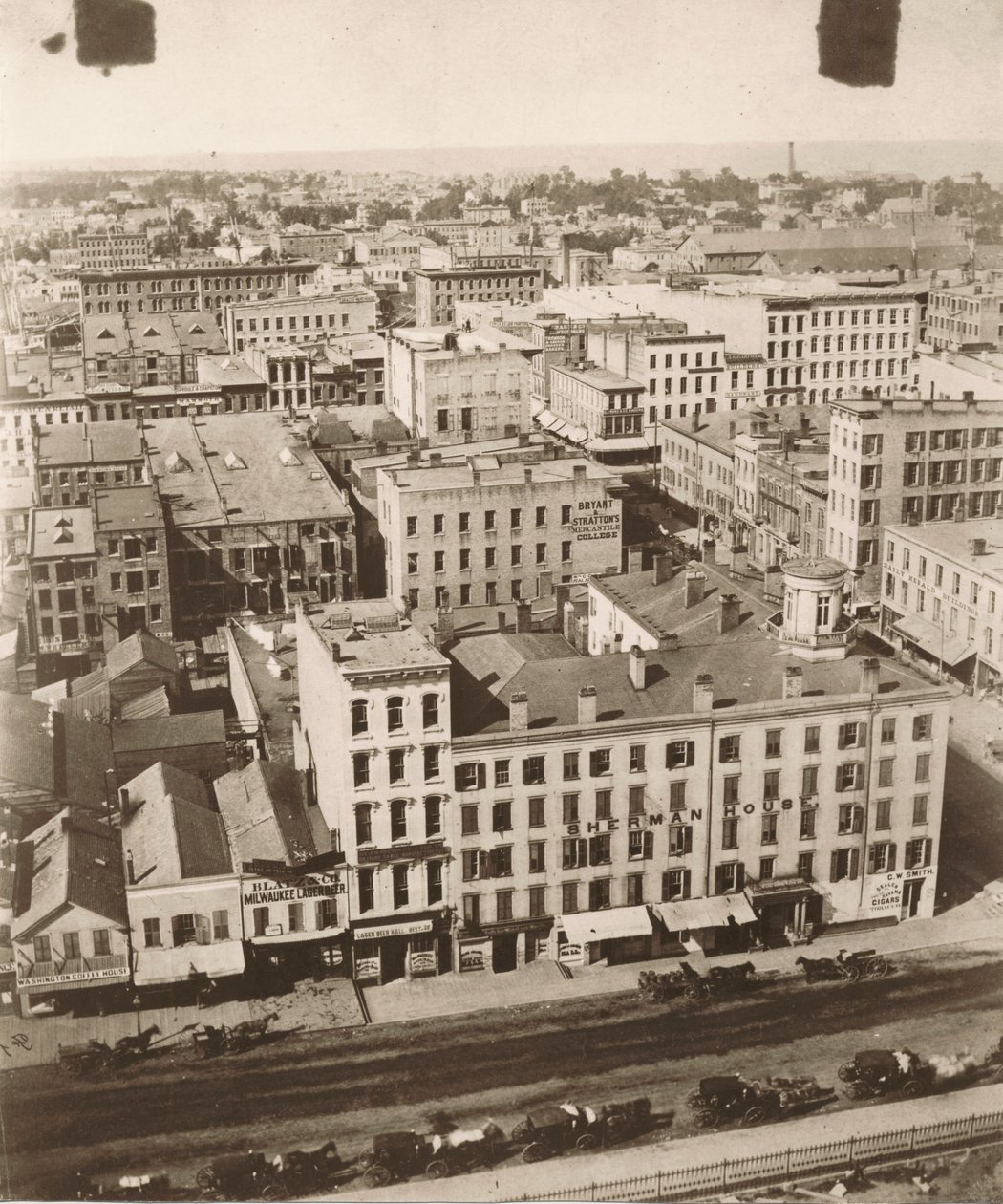 Utsikt nordover fra kuppelen til tinghuset i Chicago, 1858 av Alexander Hesler