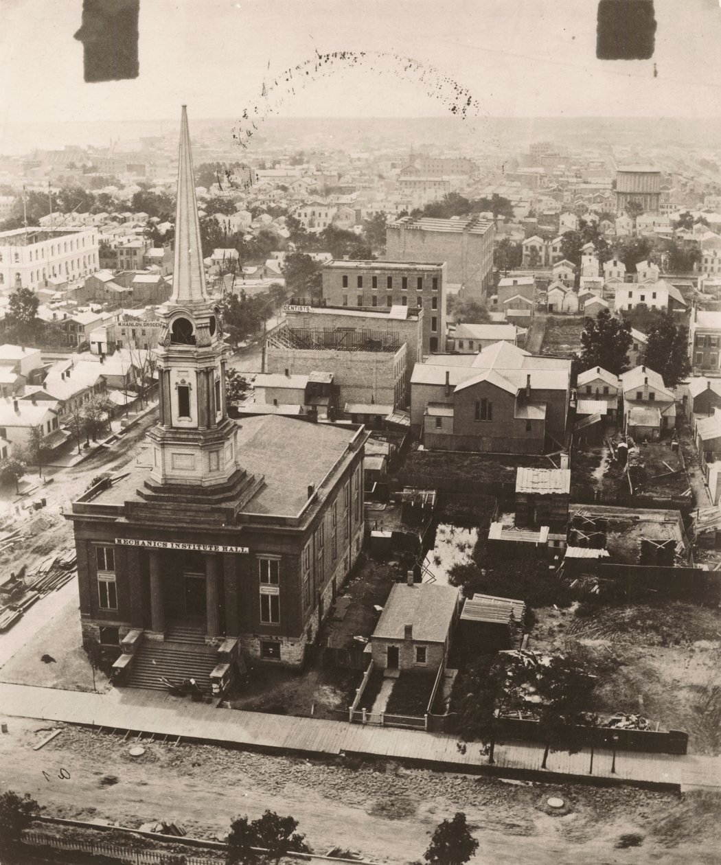 Utsikt sørover fra kuppelen til tinghuset i Chicago, 1858 av Alexander Hesler
