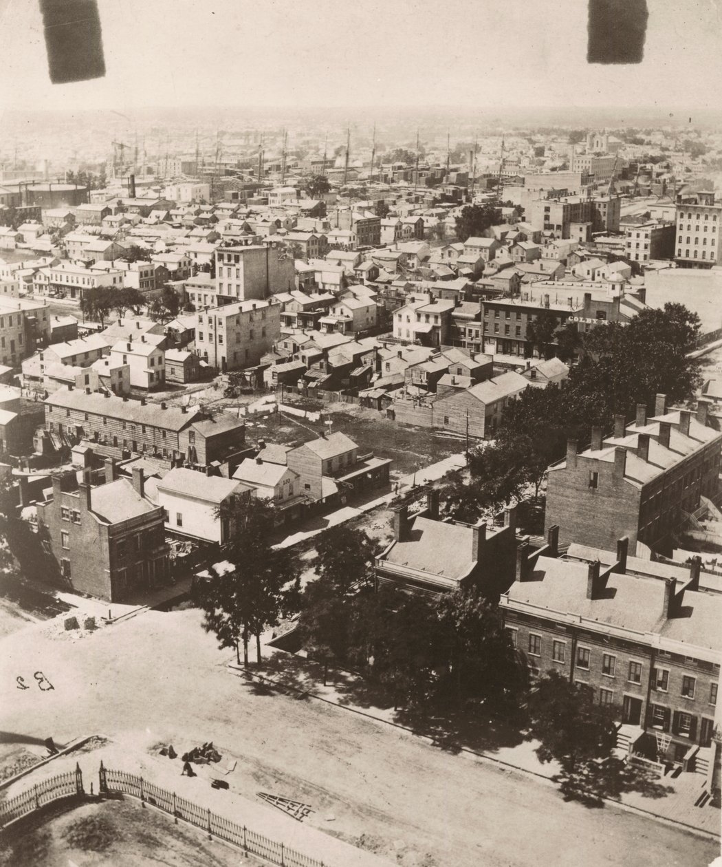 Utsikt sørvest fra kuppelen til tinghuset i Chicago, 1858 av Alexander Hesler