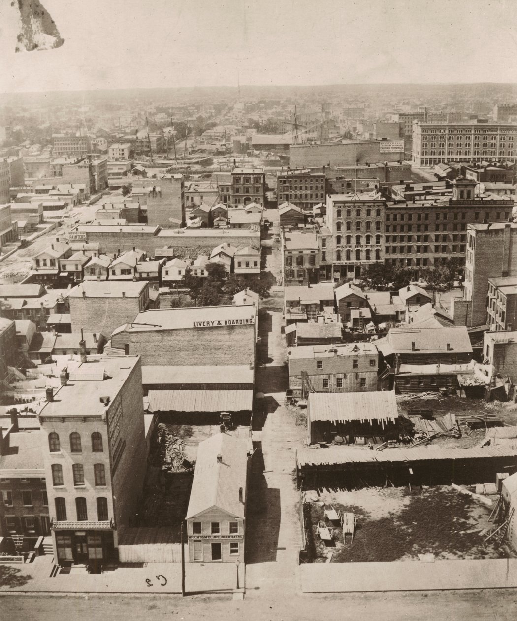 Utsikt vestover fra kuppelen til tinghuset i Chicago, 1858 av Alexander Hesler
