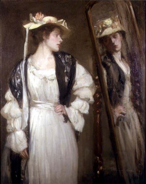 The Looking Glass (olje på lerret) av Alexander Ignatius Roche