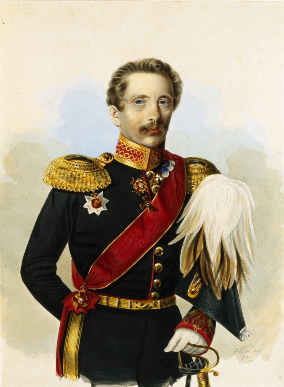 Portrett av atamanen til Don Cossack-hæren, Mikhail Grigorievich Khomutov. Verk av Alexander Ivanovich Klunder (1802-1875), akvarell på papir av Alexander Ivanovich Klünder