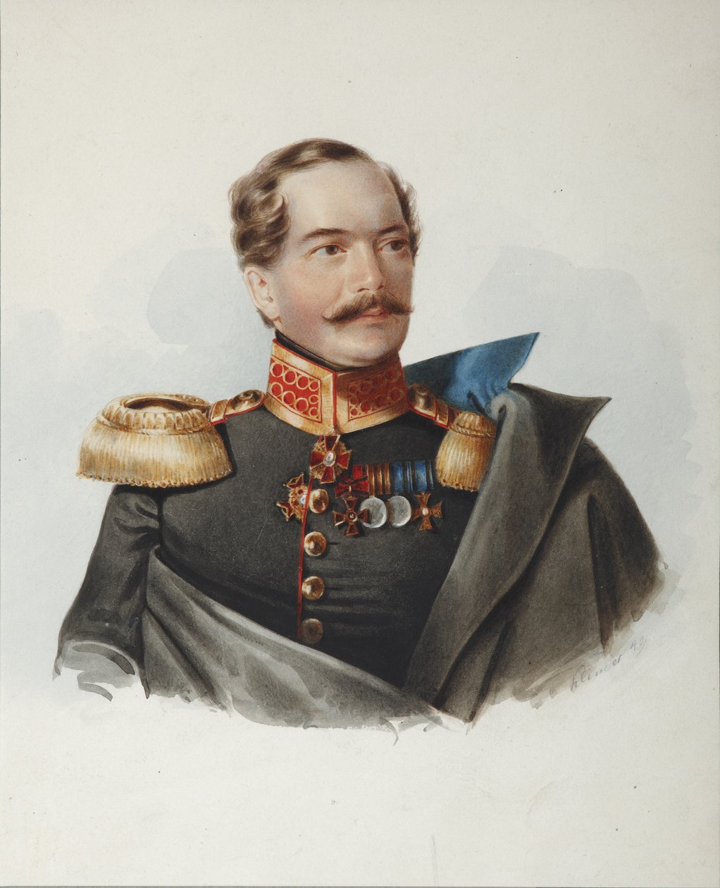 Portrett av grev Dmitri Alexeevich Shcherbatov 1818-1881, 1849 av Alexander Ivanovich Klünder
