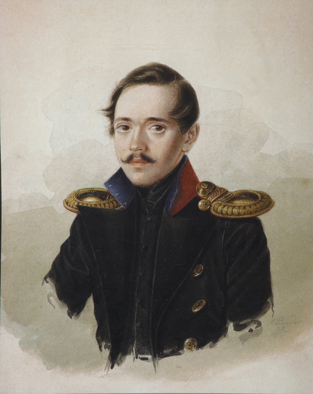 Portrett av poeten Mikhail Lermontov 1814-1841, 1839 av Alexander Ivanovich Klünder