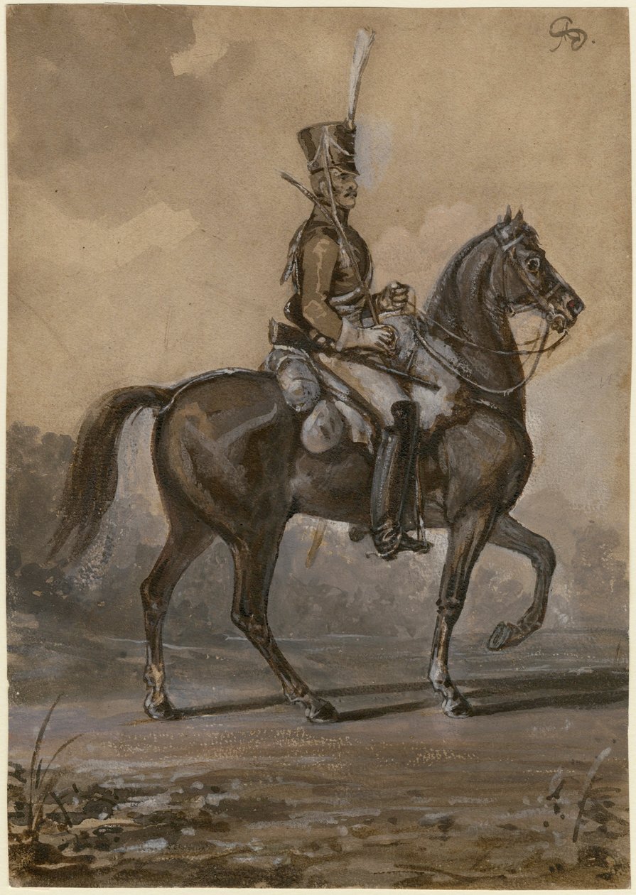 Russisk dragon - Sauerweid, Alexander Ivanovich (1783-1844) - 1820 - Akvarell på papir - 22,9x16,2 - Privat samling av Alexander Ivanovich Sauerweid