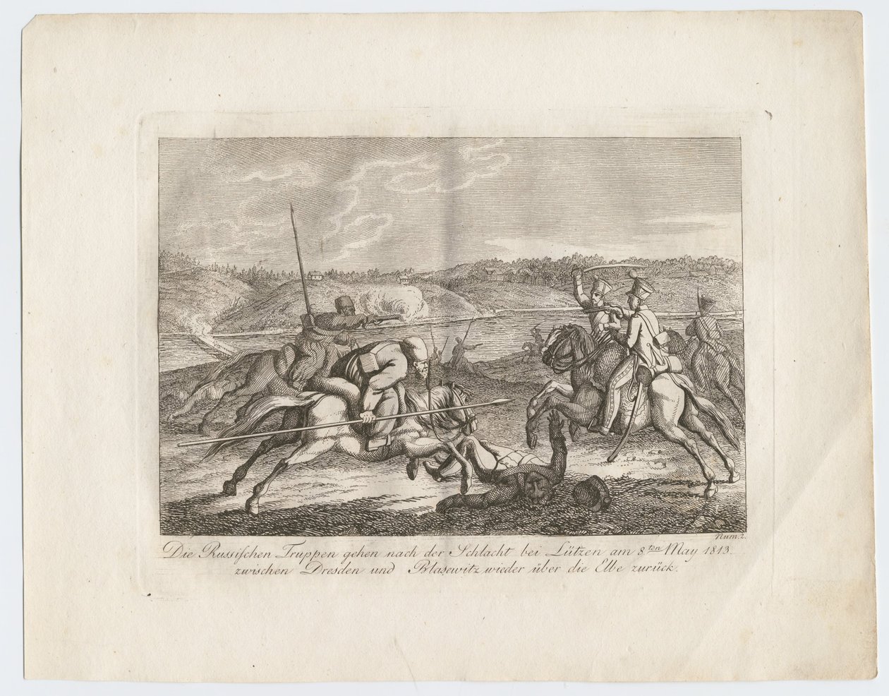 Russiske tropper drar etter slaget ved Lutzen tilbake over Elben, 1813 av Alexander Ivanovich Sauerweid