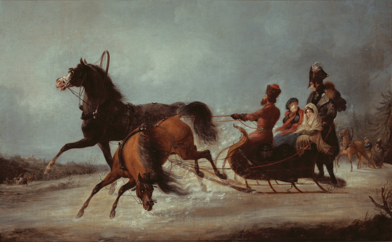Keiserinne Elizabeth i en slede (olje på lerret) av Alexander Ivanovich Sauerweid
