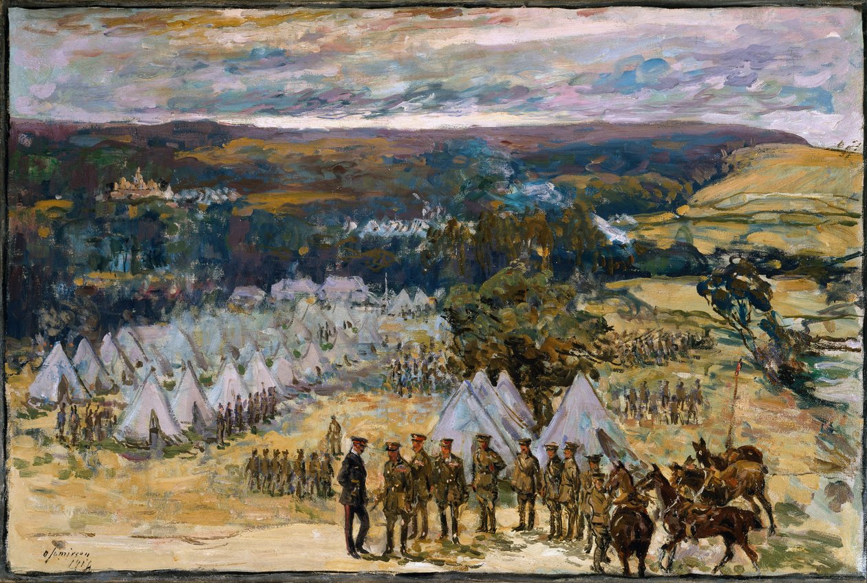 Feltmarskalk Lord Kitchener inspiserer den 10. bataljonen, York og Lancaster-regimentet i Halton, 1914 av Alexander Jamieson